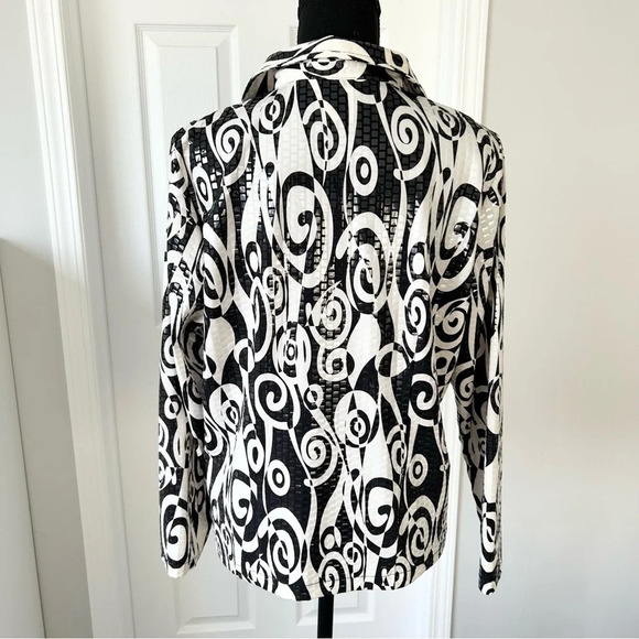 Misook Paisley Print Sequin Evening Zip Jacket - Picture 3 of 16